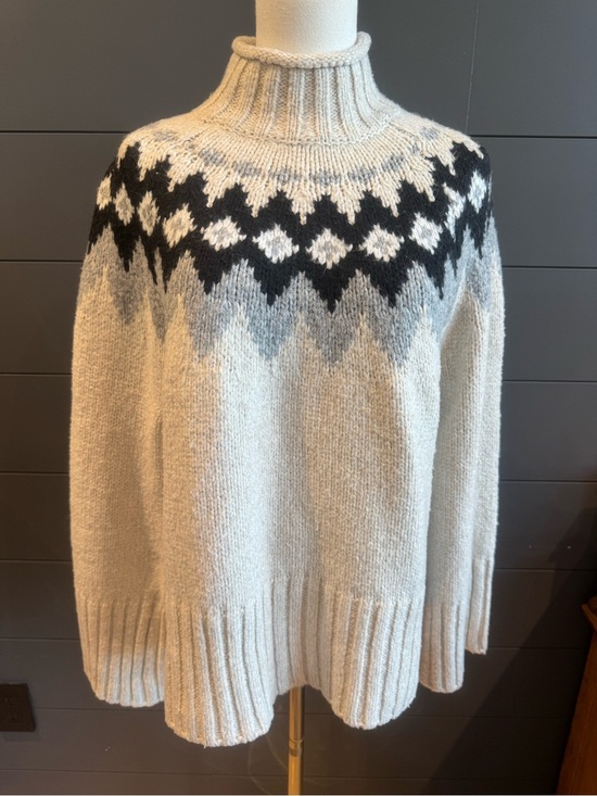 Sanctuary Sweaters - Sanctuary Fair Isle Turtleneck Cream and Black Nordic Yoke Cozy Chunky Sweater